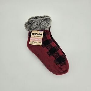 Muk Luks Red and Black Checkered Cabin Socks